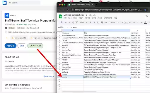 Job Catcher BETA  from Chrome web store to be run with OffiDocs Chromium online