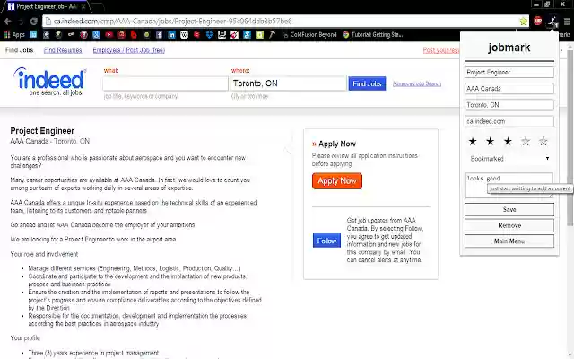jobmark  from Chrome web store to be run with OffiDocs Chromium online