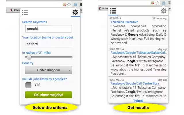 Job notifier  from Chrome web store to be run with OffiDocs Chromium online