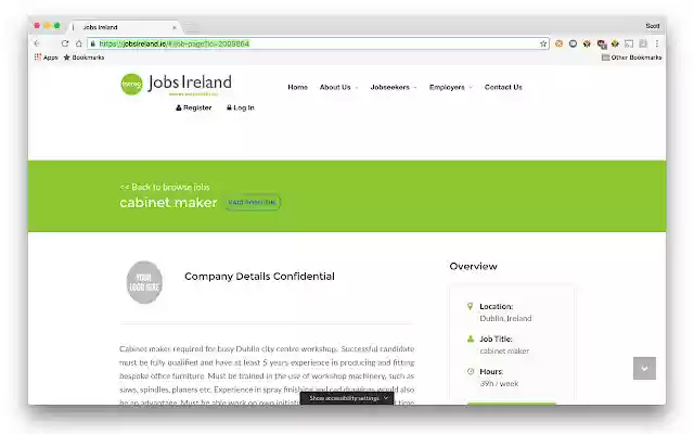 Jobs Ireland Bookmarker  from Chrome web store to be run with OffiDocs Chromium online