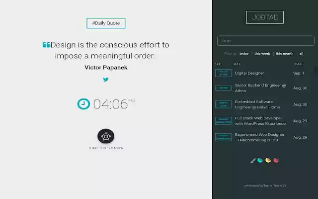 JobTab  from Chrome web store to be run with OffiDocs Chromium online