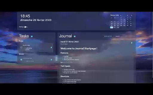 Journal Startpage  from Chrome web store to be run with OffiDocs Chromium online