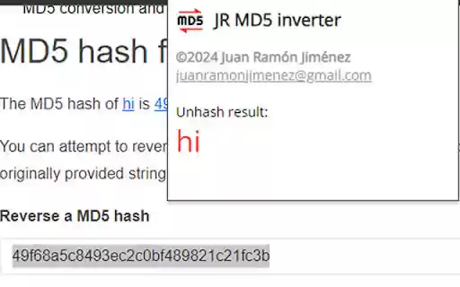 JR MD5 inverter  from Chrome web store to be run with OffiDocs Chromium online