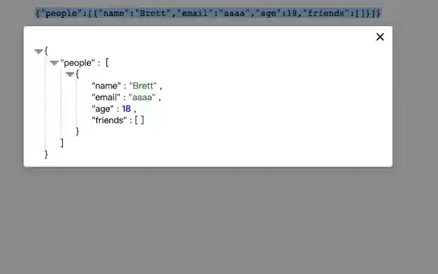 JSON Formatter In Modal  from Chrome web store to be run with OffiDocs Chromium online