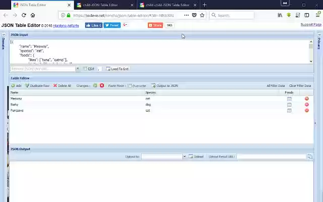 JSON Table Editor  from Chrome web store to be run with OffiDocs Chromium online