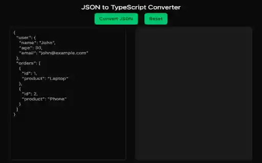 Json to TypeScript Interface  from Chrome web store to be run with OffiDocs Chromium online
