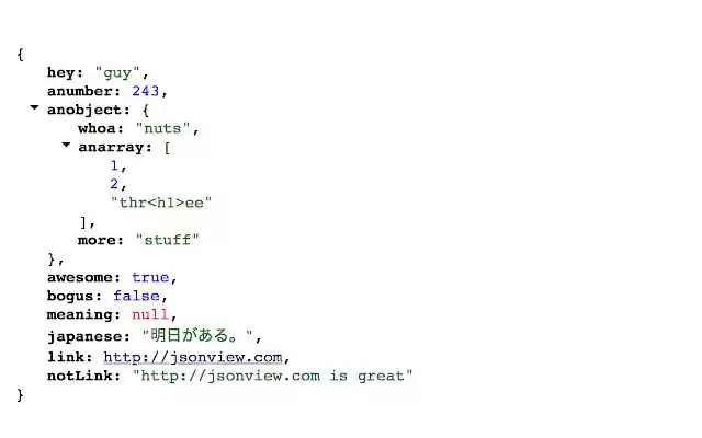 JSONView از فروشگاه وب Chrome برای اجرای آنلاین با OffiDocs Chromium