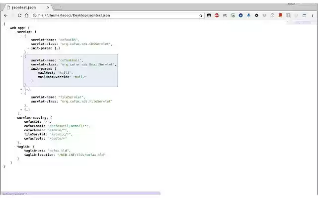 JSON Viewer de Chrome web store para ejecutarse con OffiDocs Chromium en línea