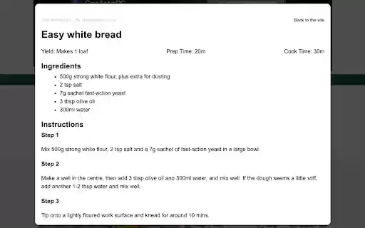 Just the Recipe  from Chrome web store to be run with OffiDocs Chromium online
