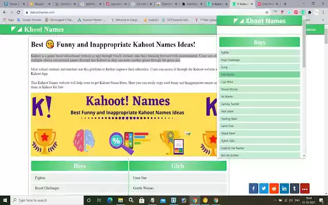 Kahoot Names  from Chrome web store to be run with OffiDocs Chromium online