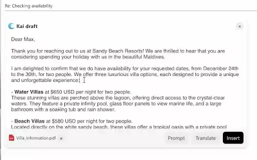 Kai AI Email Assistant  from Chrome web store to be run with OffiDocs Chromium online
