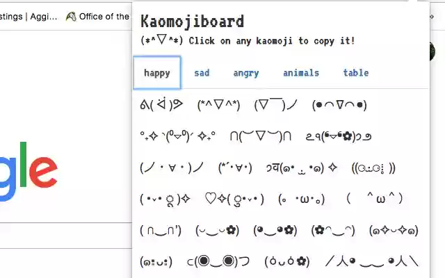 kaomojiBoard  from Chrome web store to be run with OffiDocs Chromium online