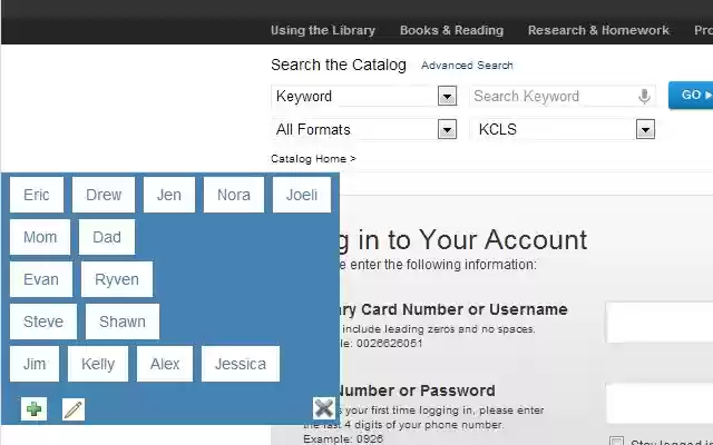 KCLS Library Helper da Chrome Web Store para ser executado com o OffiDocs Chromium online
