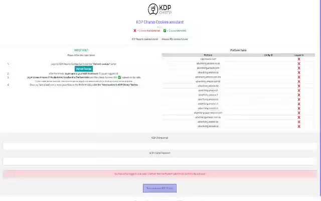KDP Champ Cookies assistant  from Chrome web store to be run with OffiDocs Chromium online