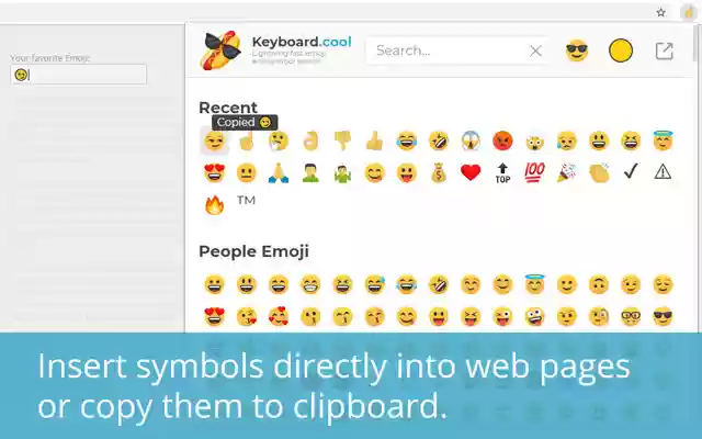 Keyboard.cool emoji  symbol keyboard  from Chrome web store to be run with OffiDocs Chromium online