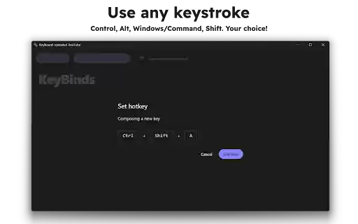Keyboard operated YouTube  from Chrome web store to be run with OffiDocs Chromium online