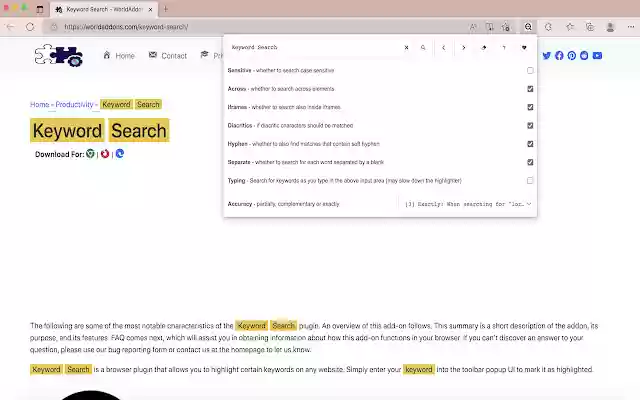 Keyword Search  from Chrome web store to be run with OffiDocs Chromium online