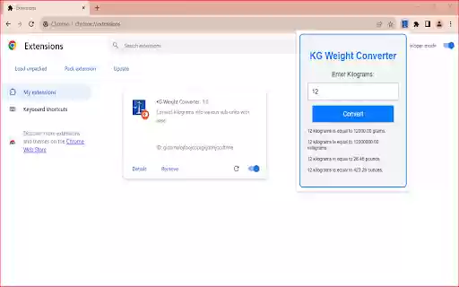 KG Weight Converter  from Chrome web store to be run with OffiDocs Chromium online