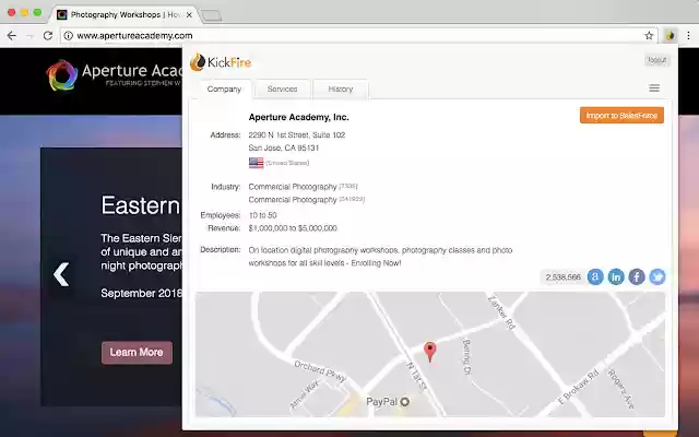 KickFire Prospector Free Prospecting Tool from Chrome web store to be run with OffiDocs Chromium online KickFire Prospector Free Prospecting Tool from Chrome web store to be run with OffiDocs Chromium online