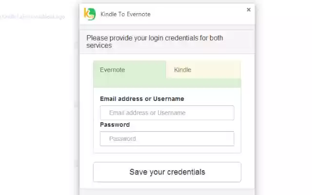 Kindle To Evernote  from Chrome web store to be run with OffiDocs Chromium online