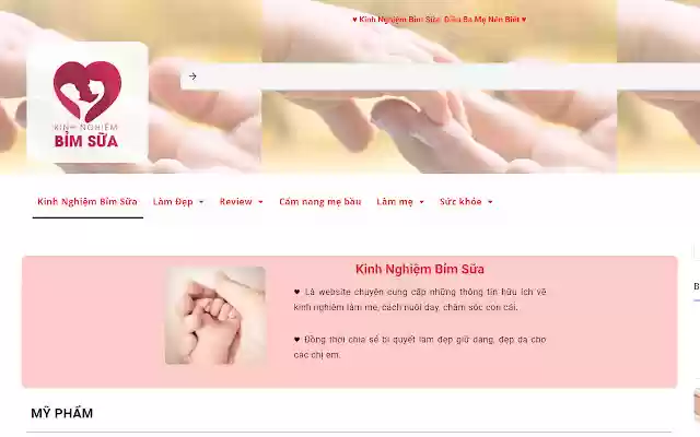 Kinh nghiệm bỉm sữa  from Chrome web store to be run with OffiDocs Chromium online