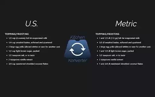 Kitchen Konverter  from Chrome web store to be run with OffiDocs Chromium online