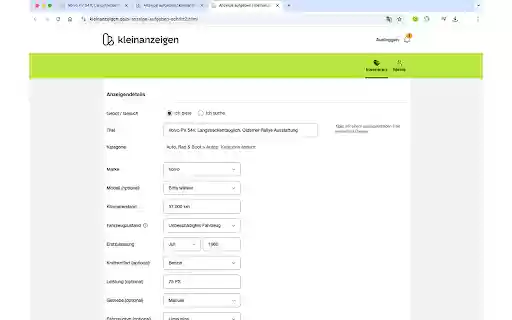 Kleinanzeigen Auto Inserieren  from Chrome web store to be run with OffiDocs Chromium online