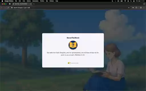 KnowTheWord: BibleTrivia+  from Chrome web store to be run with OffiDocs Chromium online