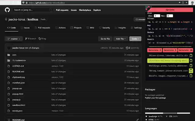 Kodikos  from Chrome web store to be run with OffiDocs Chromium online