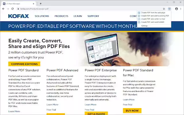 Kofax PDF Create  from Chrome web store to be run with OffiDocs Chromium online
