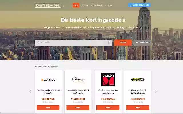 Kortings Code.EU Zoekhulp  from Chrome web store to be run with OffiDocs Chromium online