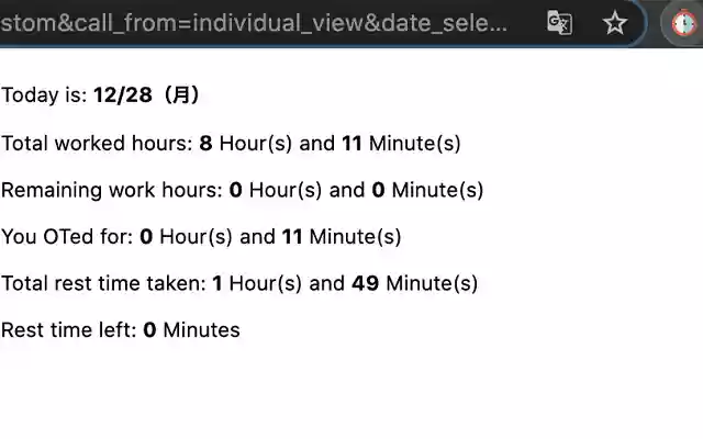 KOT Remaining Work Hours Counter from Chrome web store to be run with OffiDocs Chromium online KOT Remaining Work Hours Counter from Chrome web store to be run with OffiDocs Chromium online
