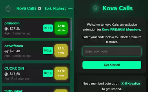 Kova Calls  from Chrome web store to be run with OffiDocs Chromium online