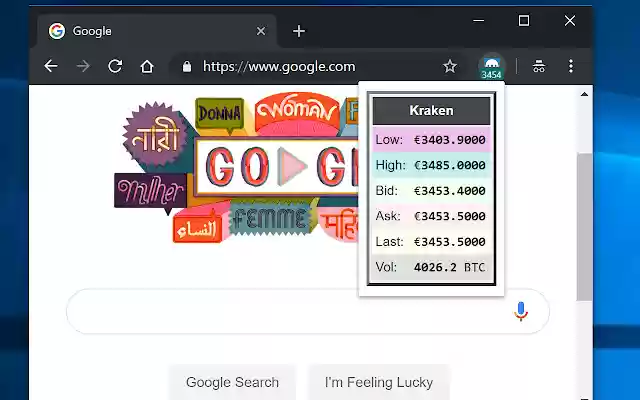 Kraken BTC/EUR Ticker  from Chrome web store to be run with OffiDocs Chromium online
