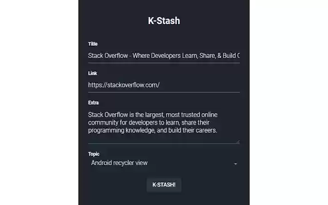 K Stash  from Chrome web store to be run with OffiDocs Chromium online