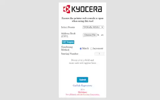 Kyocera Address Book Tool  from Chrome web store to be run with OffiDocs Chromium online