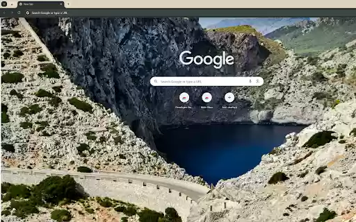 lake nestled between majestic mountain peaks.  from Chrome web store to be run with OffiDocs Chromium online