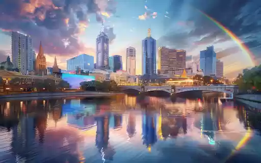 landscape with colorful rainbow appearing sky  from Chrome web store to be run with OffiDocs Chromium online