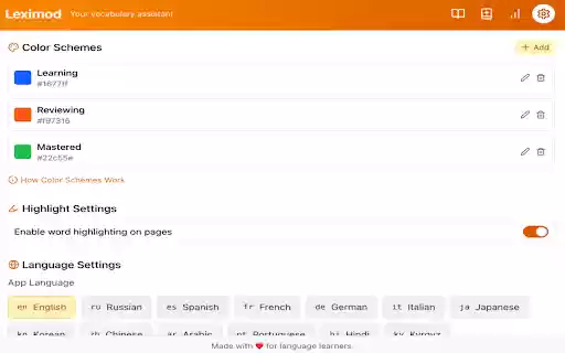 LangLearn  from Chrome web store to be run with OffiDocs Chromium online