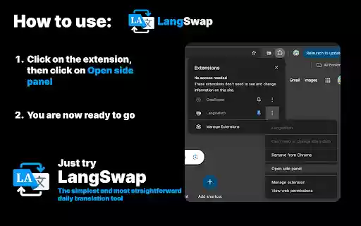 Lang Swap  from Chrome web store to be run with OffiDocs Chromium online