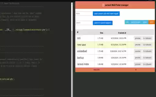 Laravel Web Tinker manager  from Chrome web store to be run with OffiDocs Chromium online
