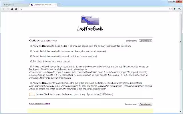 Last Tab Back  from Chrome web store to be run with OffiDocs Chromium online