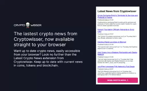 Latest Crypto News from Cryptowisser  from Chrome web store to be run with OffiDocs Chromium online