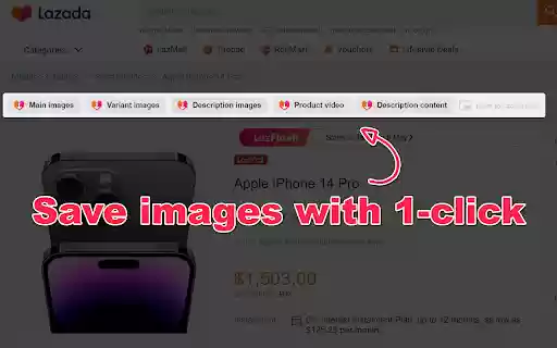 Lazada Save Download Product Images  Video  from Chrome web store to be run with OffiDocs Chromium online