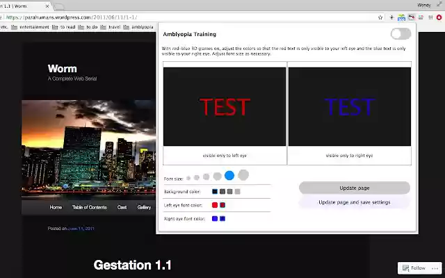 Lazy Eye Reader  from Chrome web store to be run with OffiDocs Chromium online