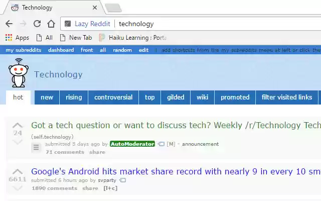 Lazy Reddit  from Chrome web store to be run with OffiDocs Chromium online