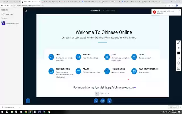 LearningChinese Screenshare Extension  from Chrome web store to be run with OffiDocs Chromium online