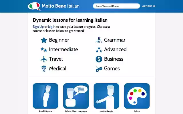 Learn Italian Molto Bene  from Chrome web store to be run with OffiDocs Chromium online