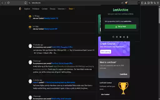 LeetArchive  from Chrome web store to be run with OffiDocs Chromium online