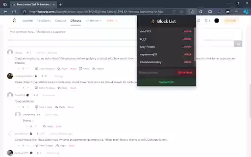 Leetblock Block Leetcode Users  from Chrome web store to be run with OffiDocs Chromium online